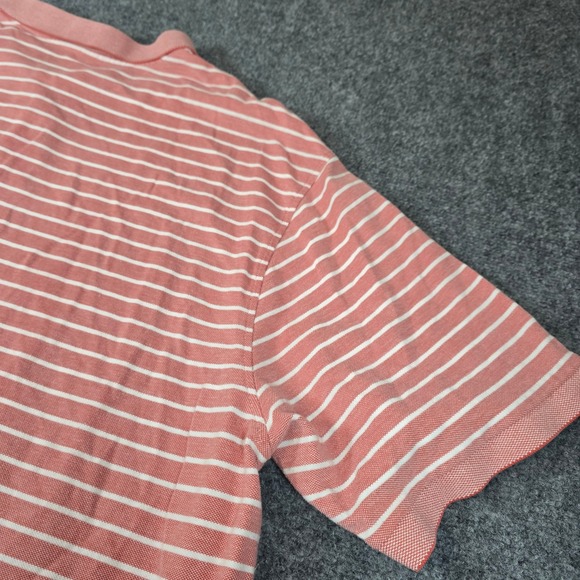 IZOD Men's Striped Polo Shirt 4XL Salmon White Short Sleeve Casual Golf - Picture 9 of 13